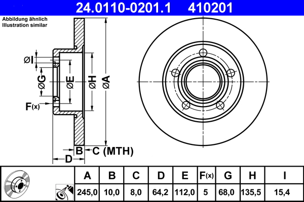 ATE 24.0110-0201.1 Disc frana