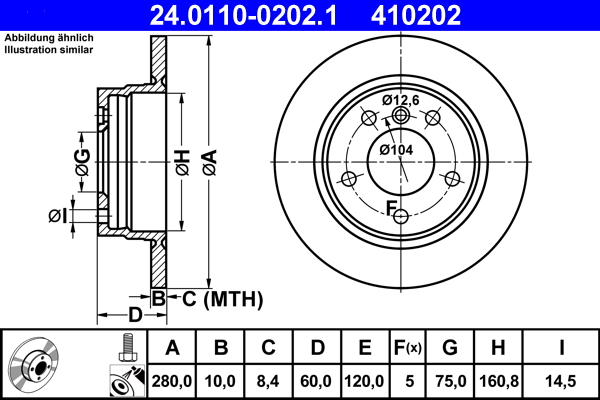 ATE 24.0110-0202.1 Disc frana