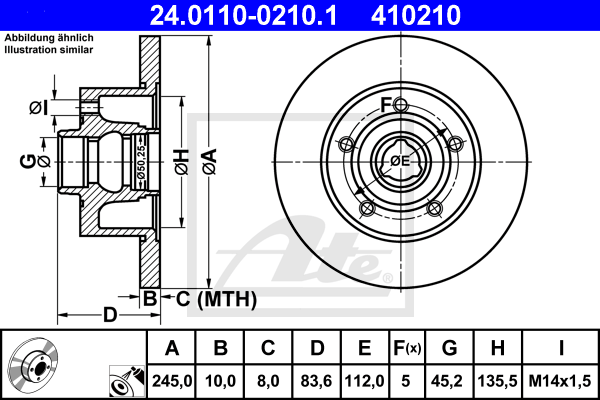 ATE 24.0110-0210.1 Discofreno-Discofreno-Ricambi Euro