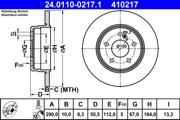 ATE 24.0110-0217.1 Disc frana