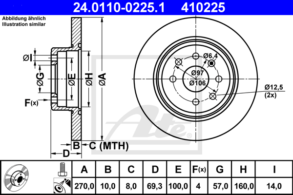 ATE 24.0110-0225.1 Discofreno-Discofreno-Ricambi Euro