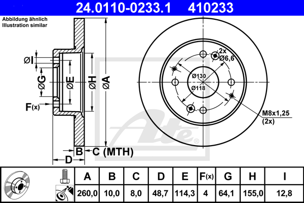 ATE 24.0110-0233.1 Discofreno-Discofreno-Ricambi Euro