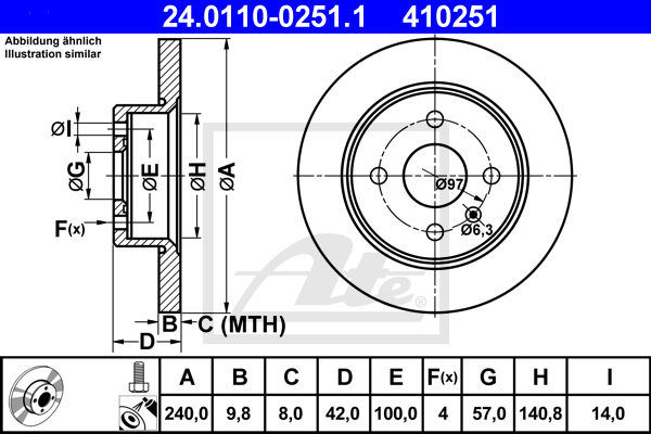 ATE 24.0110-0251.1 Discofreno-Discofreno-Ricambi Euro