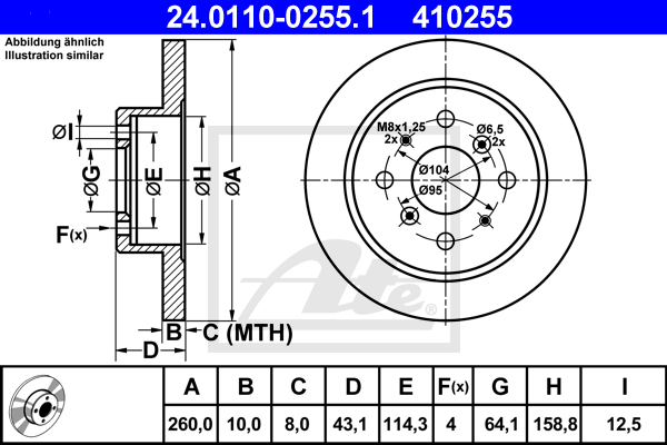 ATE 24.0110-0255.1 Discofreno-Discofreno-Ricambi Euro