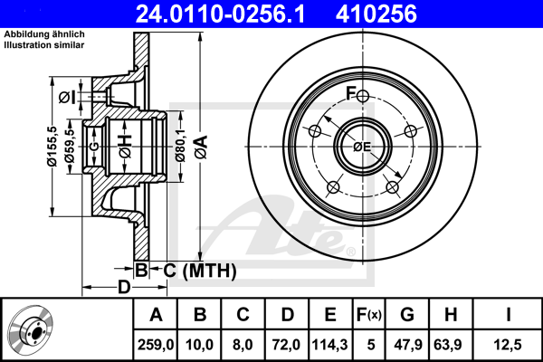 ATE 24.0110-0256.1 Discofreno-Discofreno-Ricambi Euro