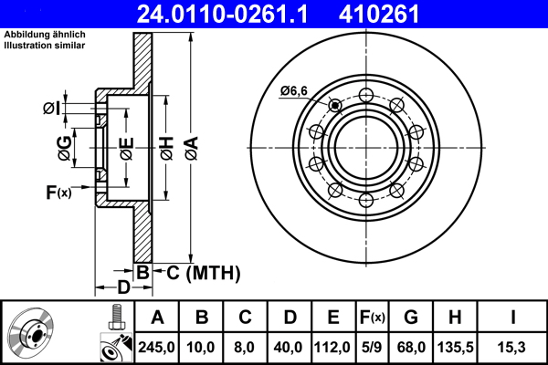 ATE 24.0110-0261.1 Disc frana