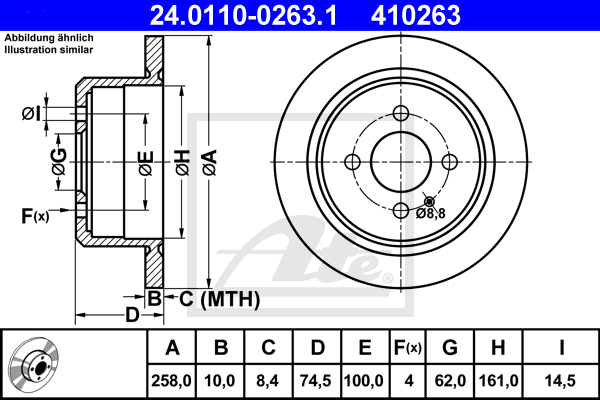 ATE 24.0110-0263.1 Discofreno-Discofreno-Ricambi Euro