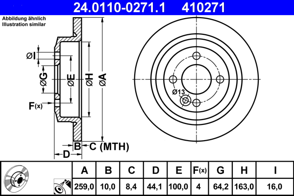 ATE 24.0110-0271.1 Disc frana