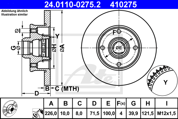 ATE 24.0110-0275.2 Discofreno-Discofreno-Ricambi Euro