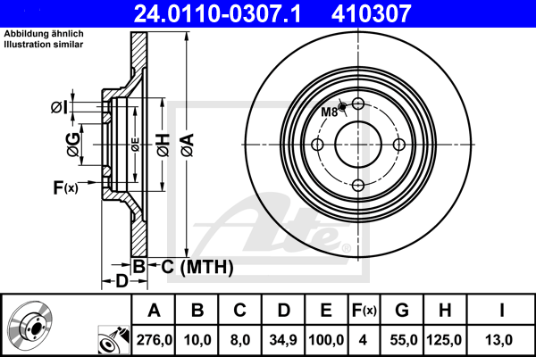 ATE 24.0110-0307.1 Discofreno-Discofreno-Ricambi Euro