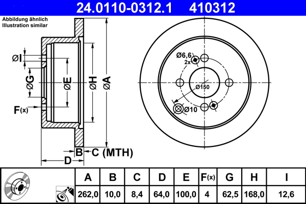 ATE 24.0110-0312.1 Disc frana