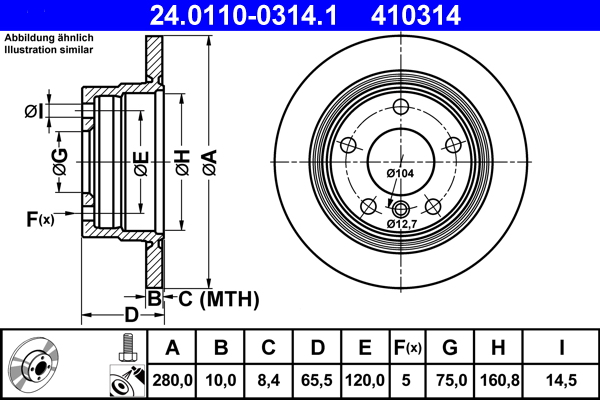 ATE 24.0110-0314.1 Disc frana