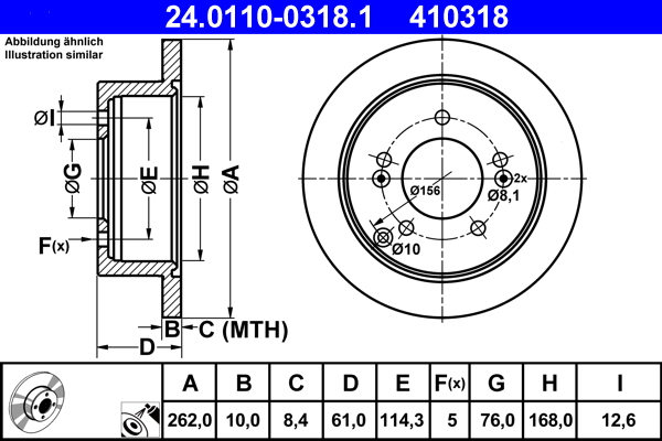 ATE 24.0110-0318.1 Disc frana