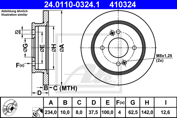 ATE 24.0110-0324.1 Discofreno-Discofreno-Ricambi Euro