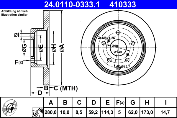 ATE 24.0110-0333.1 Disc frana