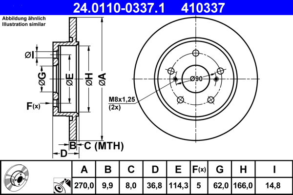 ATE 24.0110-0337.1 Disc frana