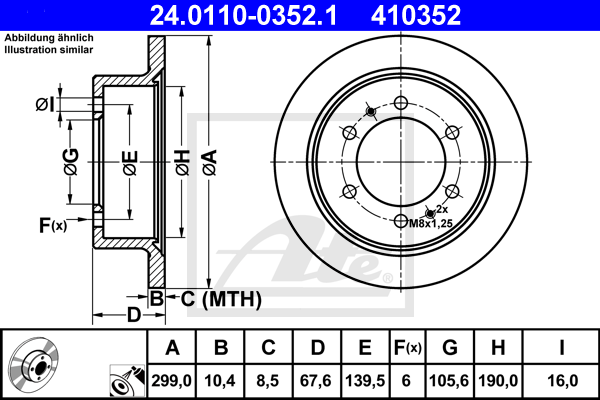 ATE 24.0110-0352.1 Discofreno-Discofreno-Ricambi Euro