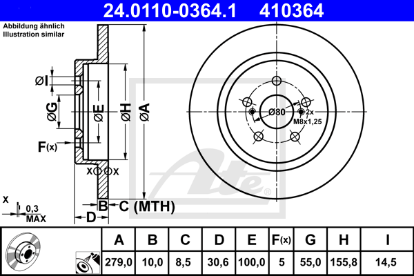 ATE 24.0110-0364.1 Discofreno-Discofreno-Ricambi Euro