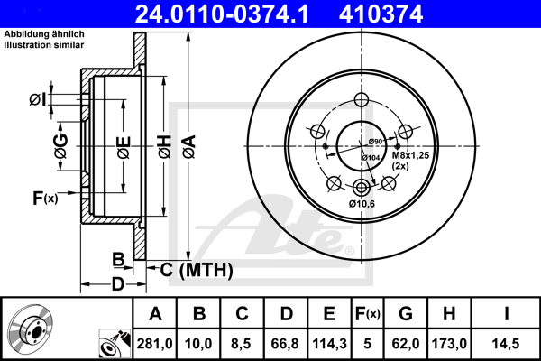 ATE 24.0110-0374.1 Discofreno-Discofreno-Ricambi Euro