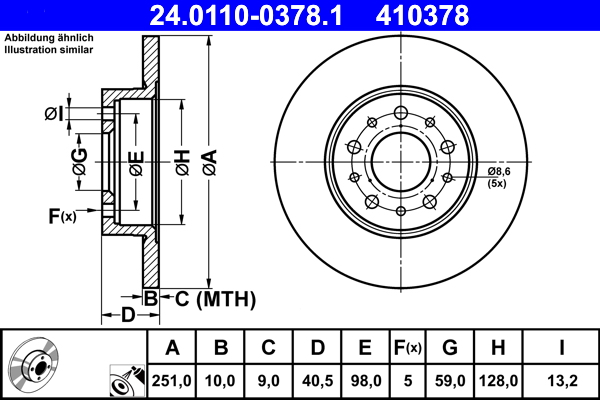 ATE 24.0110-0378.1 Disc frana