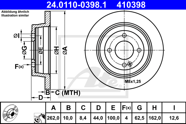 ATE 24.0110-0398.1 Discofreno-Discofreno-Ricambi Euro