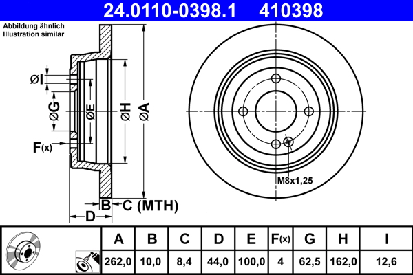 ATE 24.0110-0398.1 Disc frana