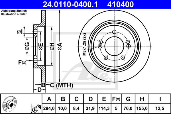 ATE 24.0110-0400.1 Discofreno-Discofreno-Ricambi Euro