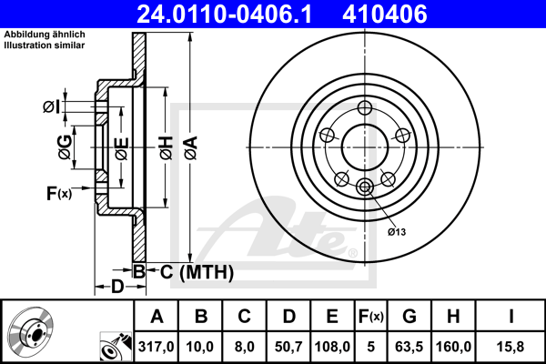 ATE 24.0110-0406.1 Discofreno-Discofreno-Ricambi Euro