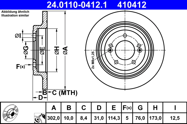 ATE 24.0110-0412.1 Disc frana