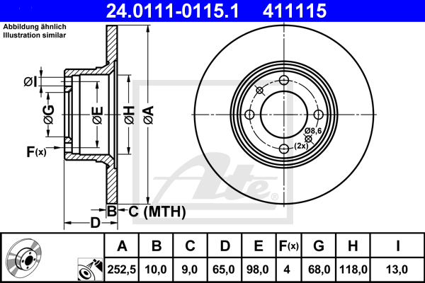 ATE 24.0111-0115.1 Discofreno-Discofreno-Ricambi Euro