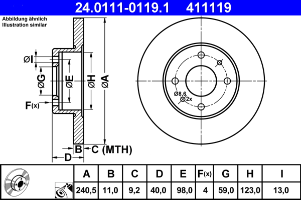 ATE 24.0111-0119.1 Disc frana