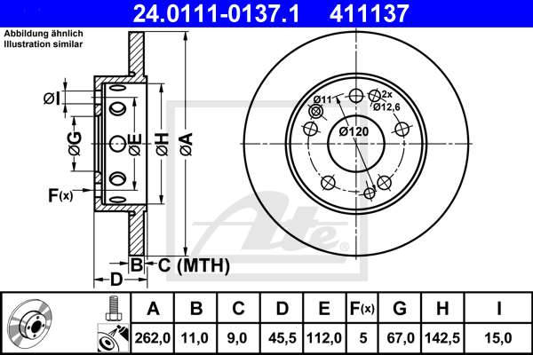 ATE 24.0111-0137.1 Discofreno-Discofreno-Ricambi Euro