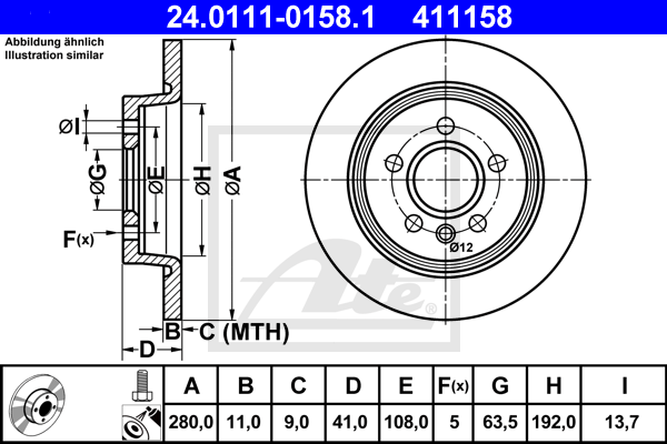 ATE 24.0111-0158.1 Discofreno-Discofreno-Ricambi Euro