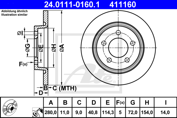 ATE 24.0111-0160.1 Discofreno-Discofreno-Ricambi Euro