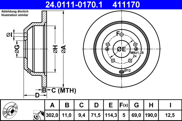 ATE 24.0111-0170.1 Disc frana