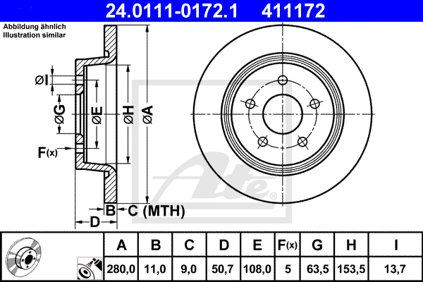 ATE 24.0111-0172.1 Discofreno-Discofreno-Ricambi Euro