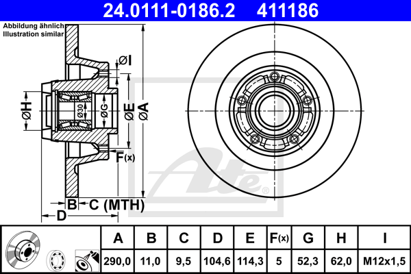 ATE 24.0111-0186.2 Discofreno-Discofreno-Ricambi Euro