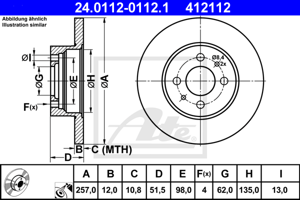 ATE 24.0112-0112.1 Discofreno-Discofreno-Ricambi Euro