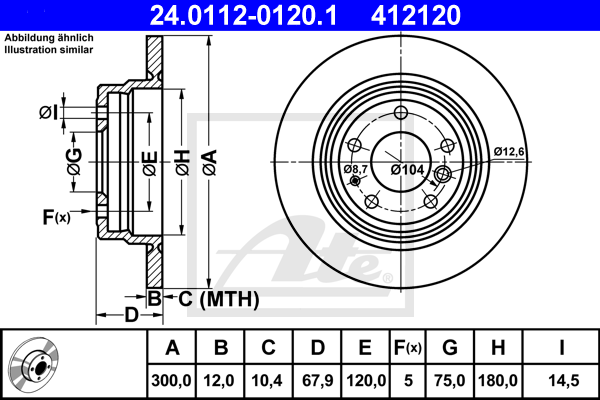 ATE 24.0112-0120.1 Discofreno-Discofreno-Ricambi Euro