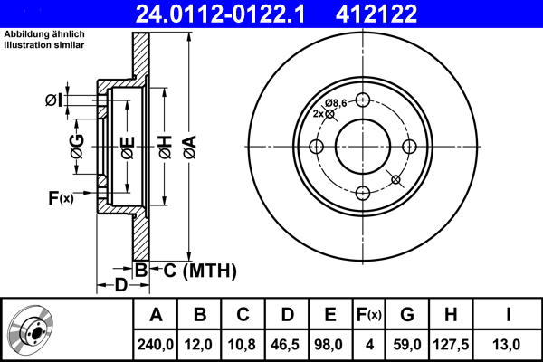 ATE 24.0112-0122.1 Bremsscheibe