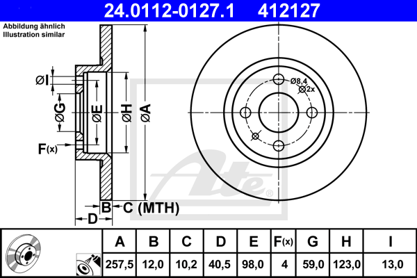 ATE 24.0112-0127.1 Discofreno-Discofreno-Ricambi Euro