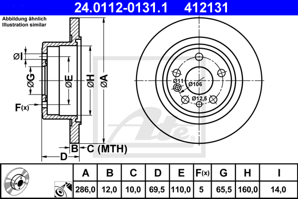 ATE 24.0112-0131.1 Discofreno-Discofreno-Ricambi Euro