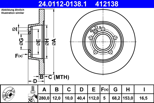 ATE 24.0112-0138.1 Disc frana