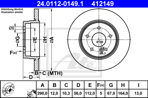 ATE 24.0112-0149.1 Discofreno-Discofreno-Ricambi Euro