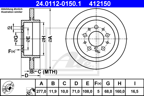 ATE 24.0112-0150.1 Discofreno-Discofreno-Ricambi Euro