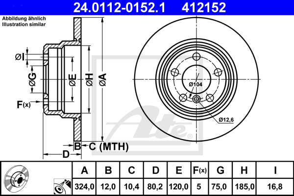 ATE 24.0112-0152.1 Discofreno-Discofreno-Ricambi Euro