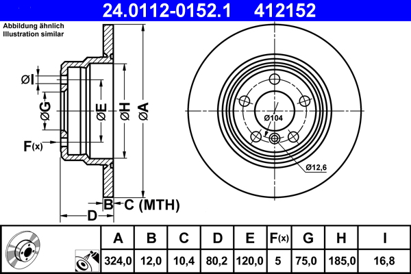 ATE 24.0112-0152.1 Disc frana