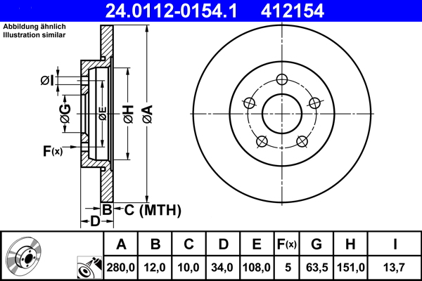 ATE 24.0112-0154.1 Disc frana