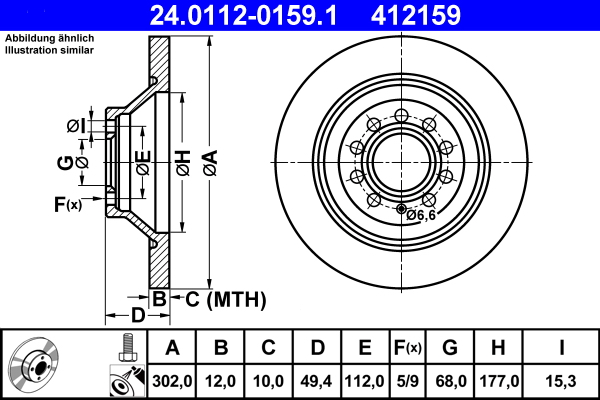 ATE 24.0112-0159.1 Disc frana