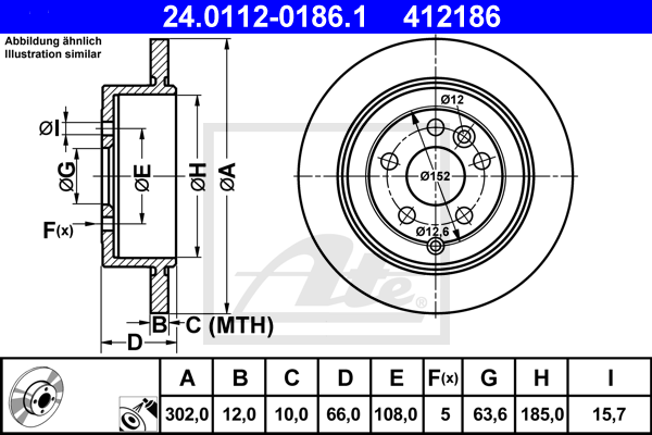 ATE 24.0112-0186.1 Discofreno-Discofreno-Ricambi Euro